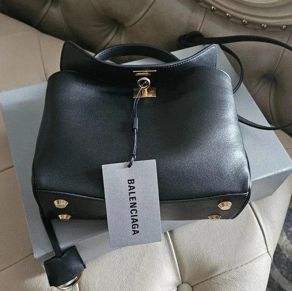 Authentic Balenciaga Rodeo Black Aged Gold Hardware Bag Trend New - Picture 7 of 9